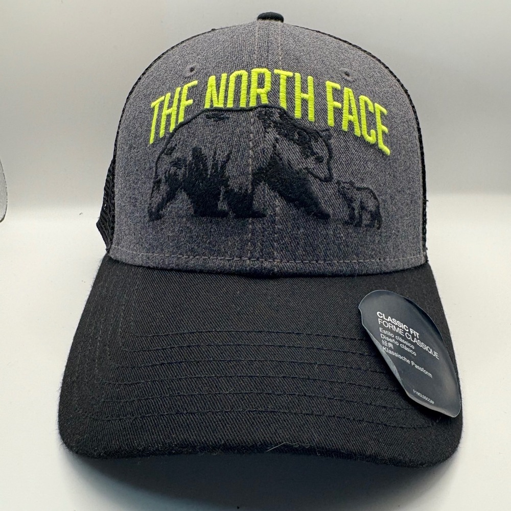 The North Face Mudder Trucker Hat Embroidered Bear Neon Yellow Logo‎ One Size